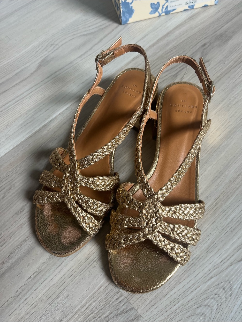 Sezane Braided Metallic Gold Leather Sandals - Picture 7 of 7